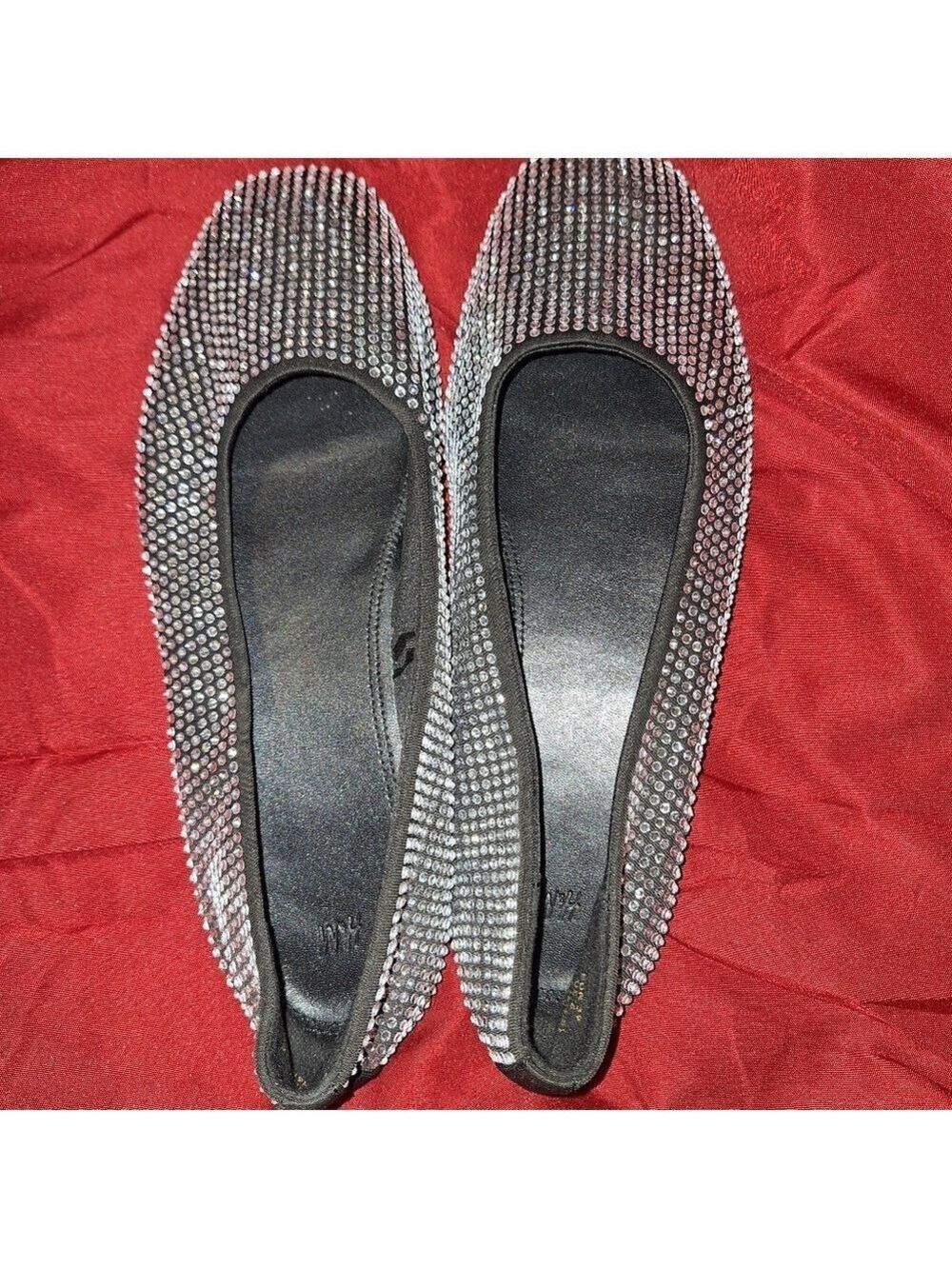 H&M Black Silver Rhinestone Ballet Flats Women Size 39